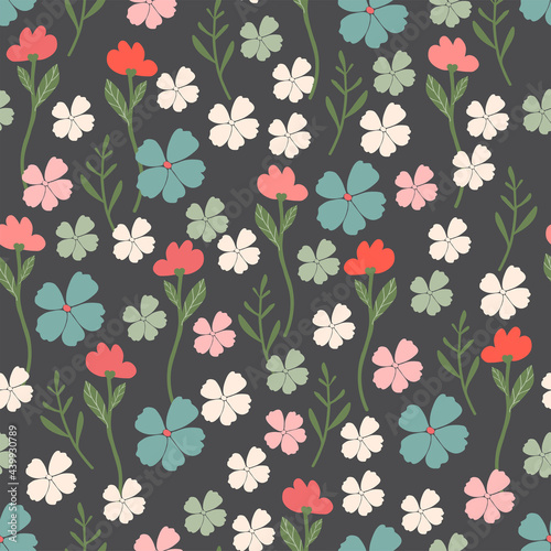 Wallpaper Mural Floral seamless pattern with hand darwn flowers and leaves. Colorful elements.  Artistic background. Fashion print. Vector illustration. Torontodigital.ca