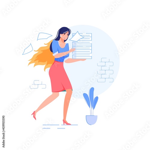 Vector cartoon flat employee character at work deadline scene.Unhappy upset employee office worker in panic,overwork in deadline stress situation-workflow optimization,web site banner concept