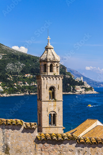 Dominican monastery tower. Monastery is located at eastern part of City Dubrovnik. Dominican monastery is one of the most important architectural parts and art heritage of Dubrovnik. Croatia.