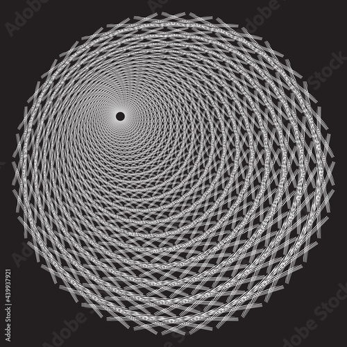 Dotted Halftone Vector Spiral design element. Background with linear elements