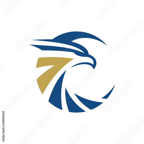 Eagle head round logo design template. Vector illustration.