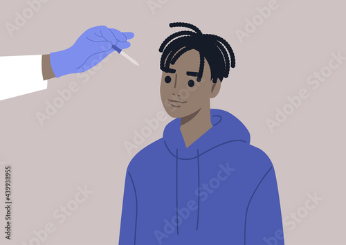 A doctor instills eyedrops with a pipette, ophthalmologist checkup, eye hygiene