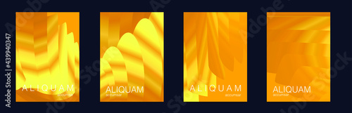 Fluid Minimal Cover. Vintage Design Luxury Abstract Brochure. Liquid Texture for Foil Label. 1990 Paper Gradient Backdrop. Set of Vector Backgrounds for Business Flyers. Fortuna Gold and Yellow