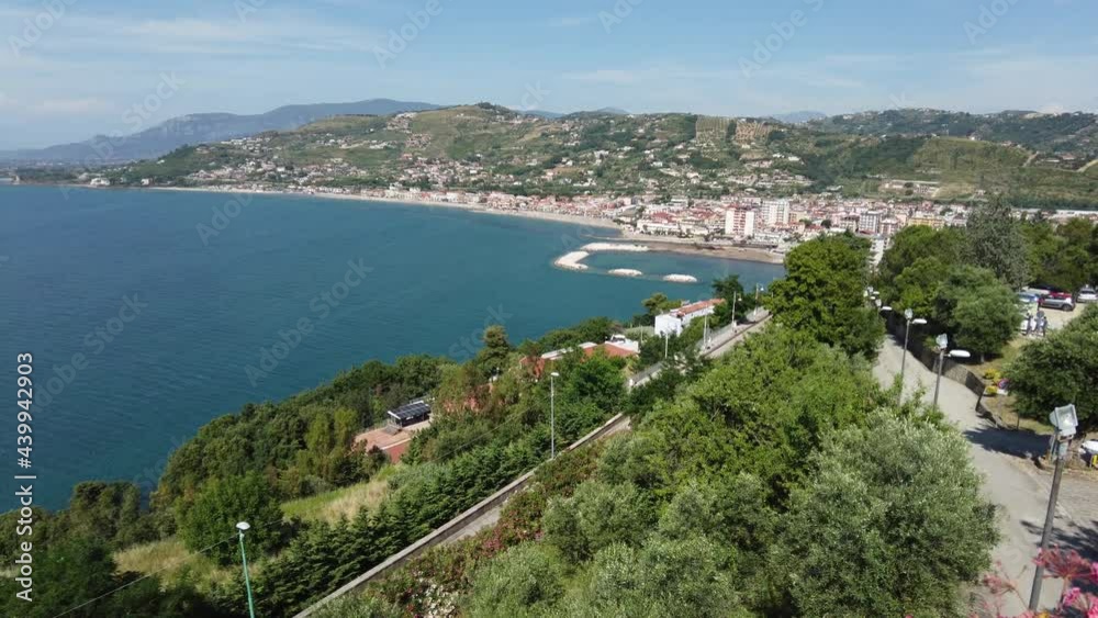 Scenic view with the Agropoli coastline on a sunny summer day. Salerno, Cilento, Campania, Italy.