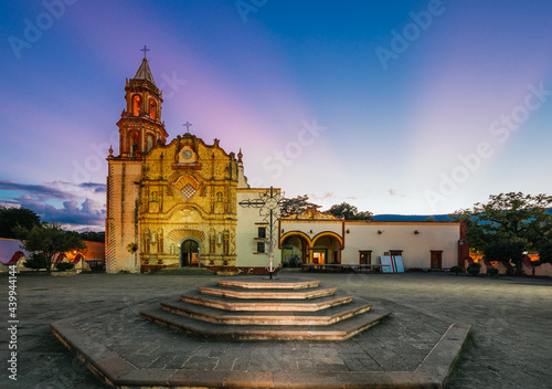 Main church in the municipality of Jalpan de Serra in the Sierra Gorda de Queretaro, Mexico better known as Misiones with different angles and hours of light. photo