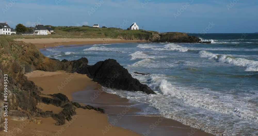 Le Pouldu, Finistere department, Brittany, France. Overlooking the Kerou beach Le Pouldu, Finistere department, Brittany, France. Overlooking the Kerou beach
