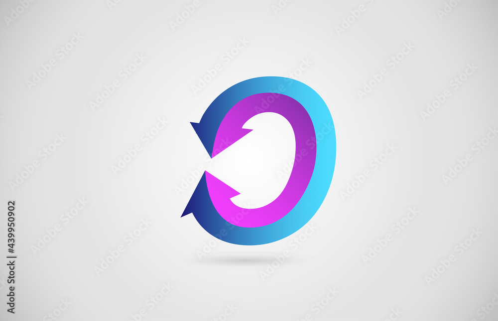O arrow alphabet letter logo for business and company in blue and pink color. Corporate brading and lettering icon with gradient design O arrow alphabet letter logo for business and company in blue and pink color. Corporate brading and lettering icon with gradient design