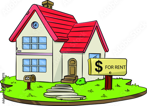 Cartoon vector illustration of a expensive home with high rent
