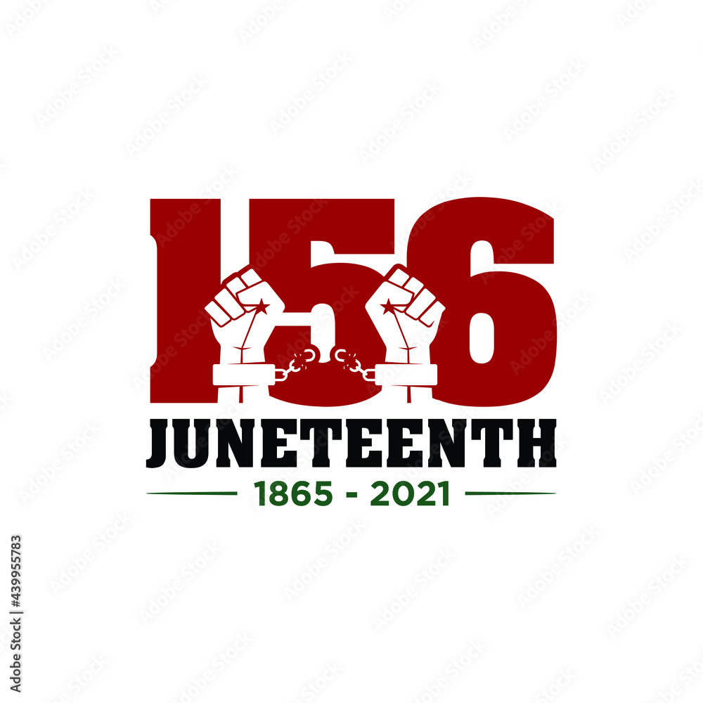 Juneteenth Freedom Day. June 19, 1865. Vector logo. 2021. 156 Years. Banner design. Illustration.