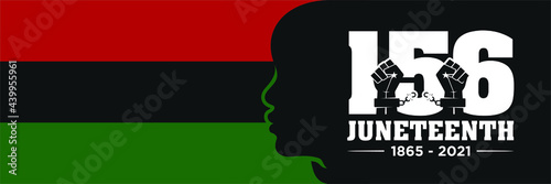 Juneteenth Freedom Day. June 19, 1865. Vector logo. 2021. 156 Years. Banner design. Illustration.