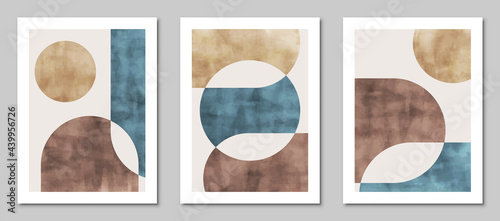 Set of abstract art geometric, watercolor backgrounds. Modern  composition, design for cover, wallpaper,  home decoration, wall art.