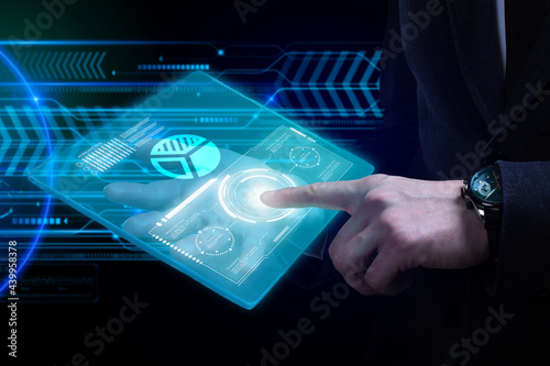 Wallpaper Mural Business, Technology, Internet and network concept. Young businessman working on a virtual screen of the future and sees the inscription: Torontodigital.ca