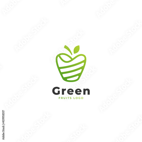 Green apple fruit logo icon simple style
