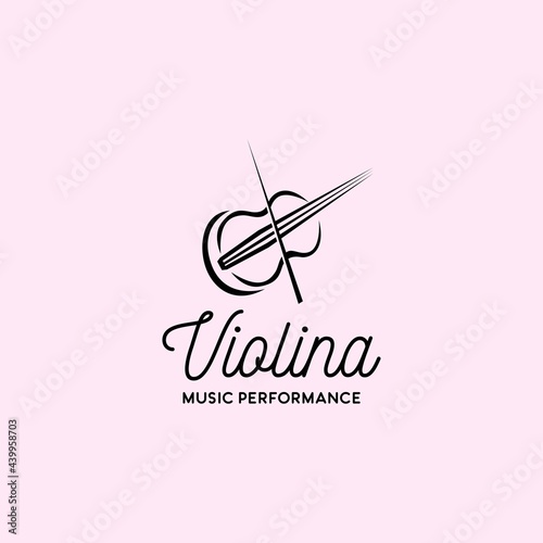 violin music logo icon vector template