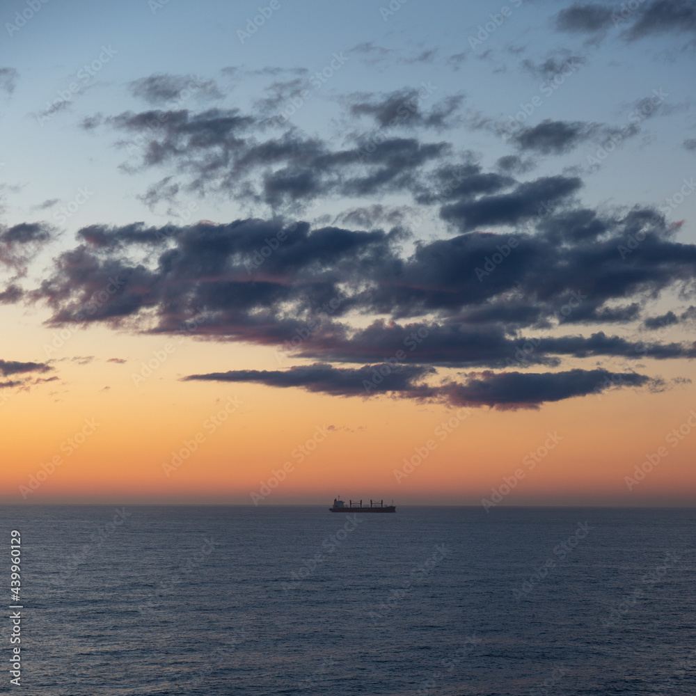 Sunset in the North Sea from on board a cruise ship