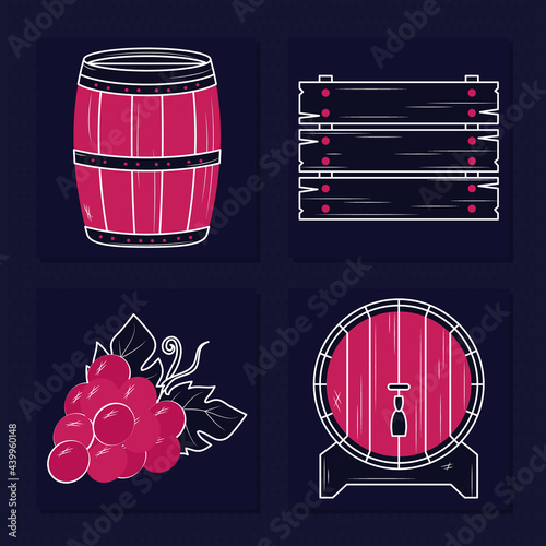 wooden barrels set