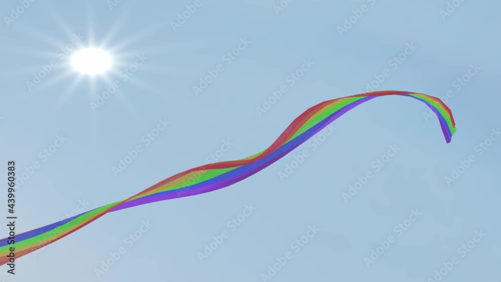 3d render video of lgbt flag with sky and sun background, sexual ...