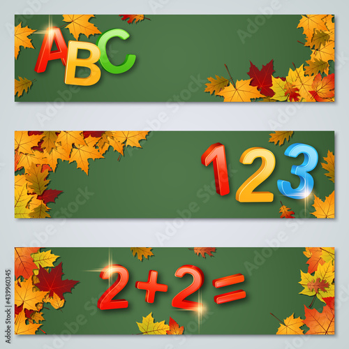 Back to school autumn style vector banners collection