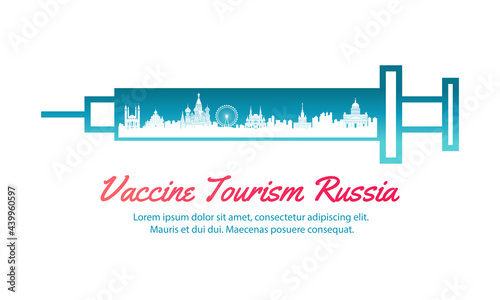 Concept travel art of vaccine tourism of Russia