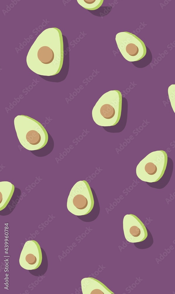 seamless background with avocado pattern illustration 