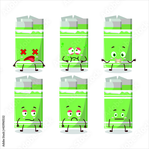 Green bubble gum cartoon character with nope expression. Vector illustration