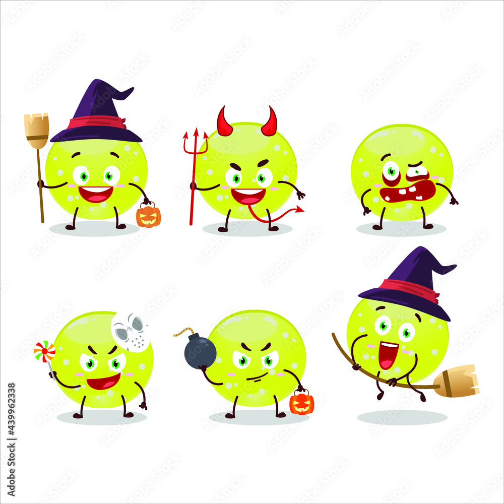 Halloween expression emoticons with cartoon character of jelly sweets candy green. Vector illustration Halloween expression emoticons with cartoon character of jelly sweets candy green. Vector illustration
