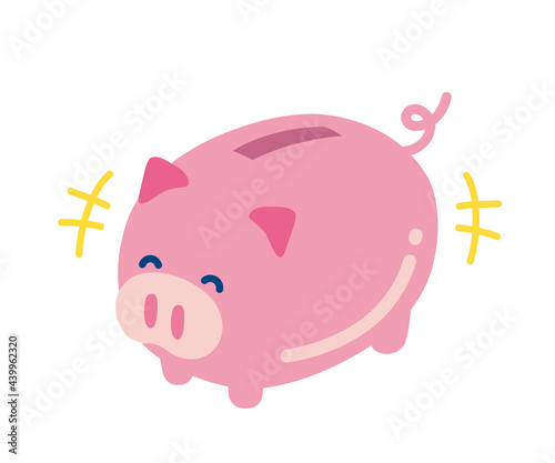 笑っている豚の貯金箱のイラスト