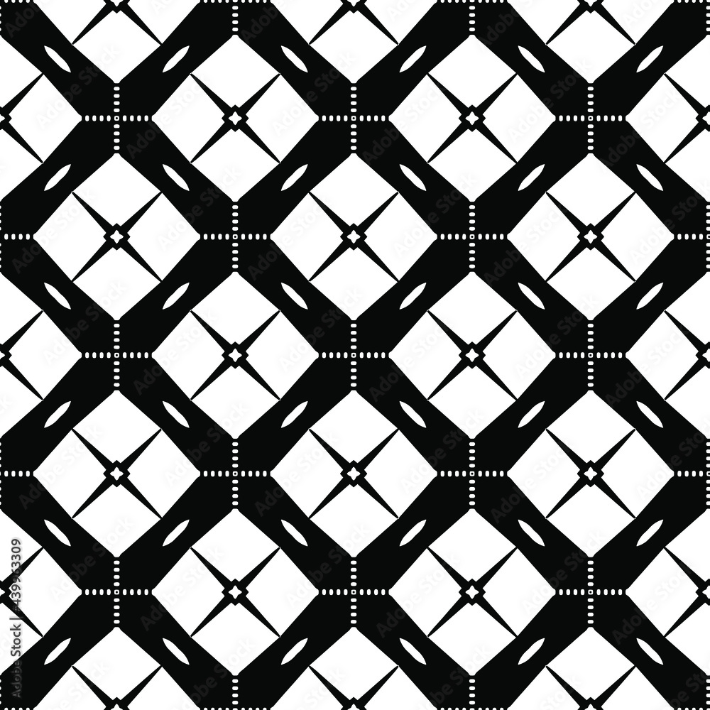 Fototapeta premium floral seamless pattern background.Geometric ornament for wallpapers and backgrounds. Black and white pattern. 