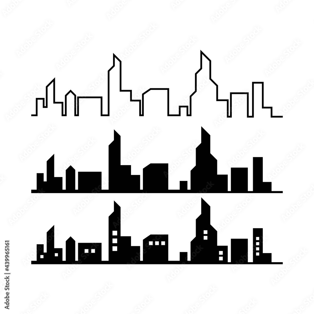 real estate modern city building line vector illustration