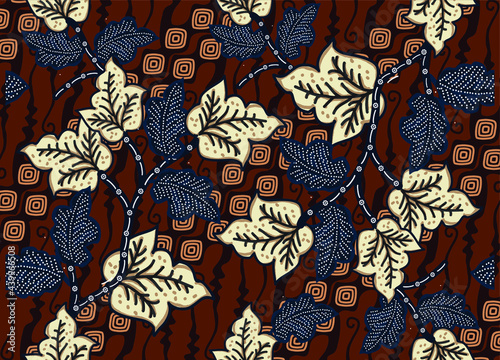 Fototapeta Naklejka Na Ścianę i Meble -  Indonesian batik motifs with very distinctive patterns of plants and butterflies