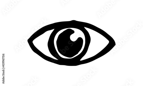 ancient style symbol for tattoo. sacred, mystical, esoteric vector icon for xylography or woodcut. eye isolated on white background.