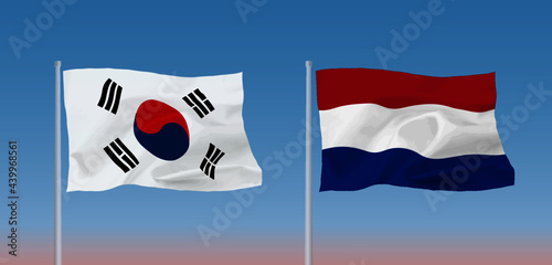 韓国とオランダの国旗