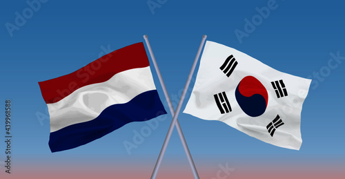 韓国とオランダの国旗