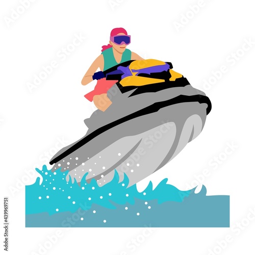 Girl rides a speed boat