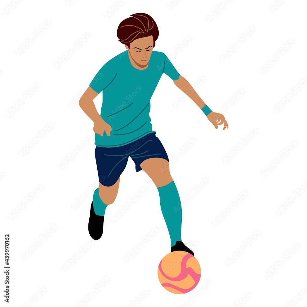 Soccer player illustration in flat style. Vector illustration