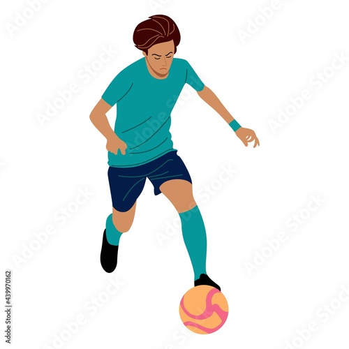 Soccer player illustration in flat style. Vector illustration