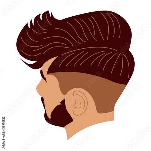 Vector men hairstyle illustration. White isolated background