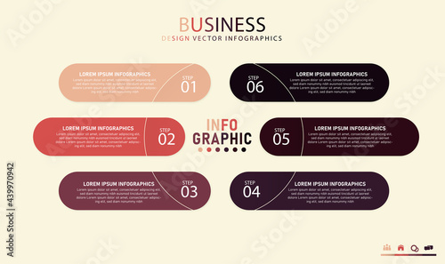 business data visualization process chart Abstract elements of graphs, diagrams with 6 steps, parts or alternative processes. Used in education vector business for creative presentation.