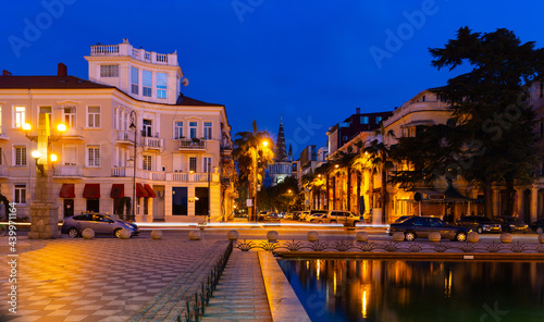 Night view of Konstantine Gamsakhurdia Street from Batumi Boulevard, Batumi, Georgia © JackF