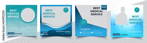  Healthcare Social Media Post Design Template with image space & Fully Editable 