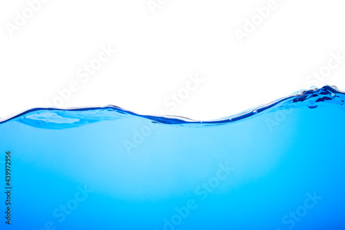 Blue water wave on white. clean drinking water.