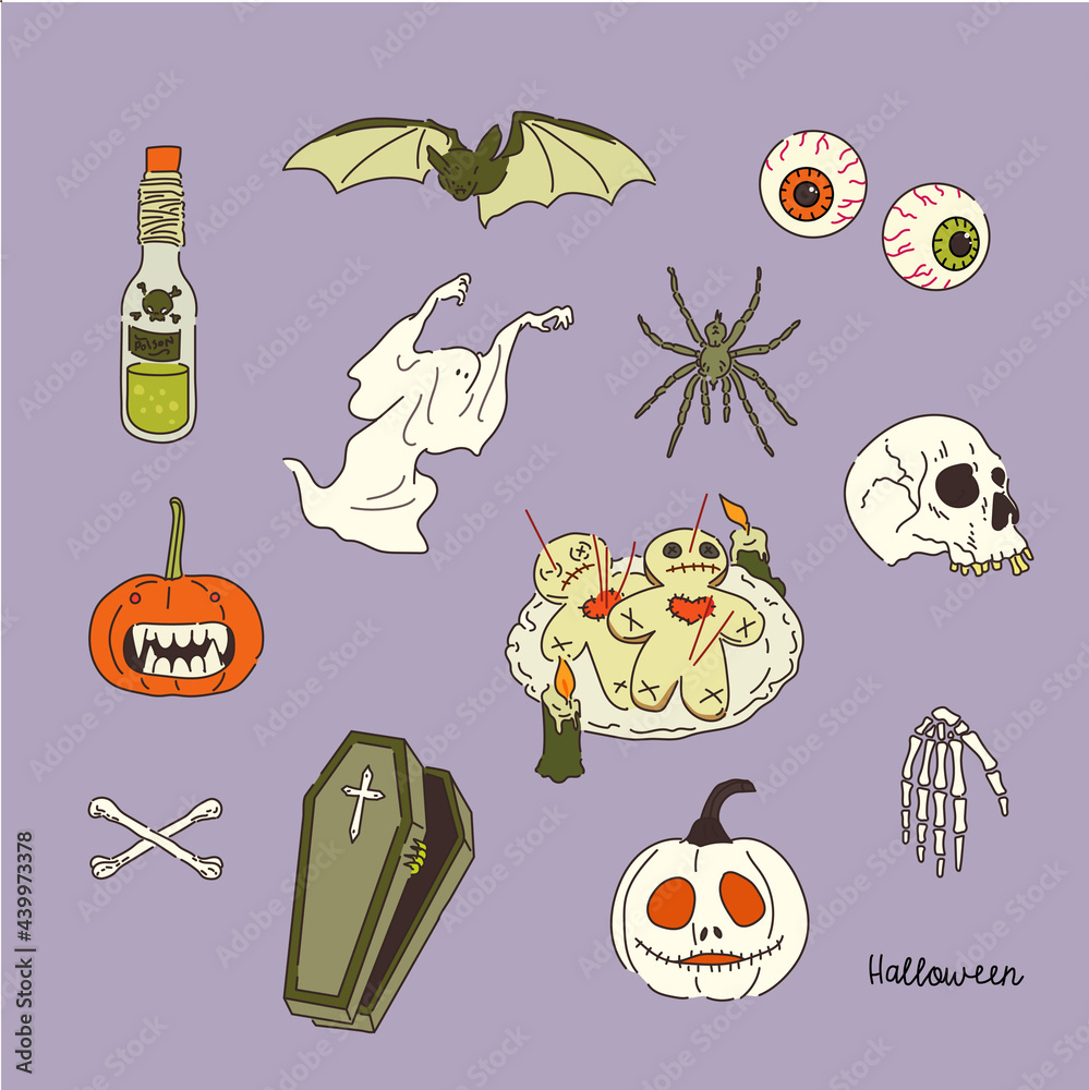 Collection of Halloween objects.