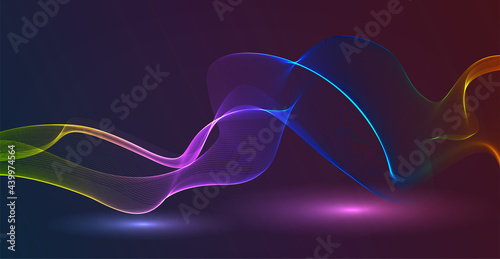 Abstract technology background with equalizer light effect. Visualization of sound waves.