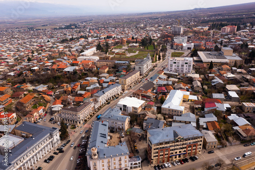 Picturesque aerial view of Georgian town of Telavi