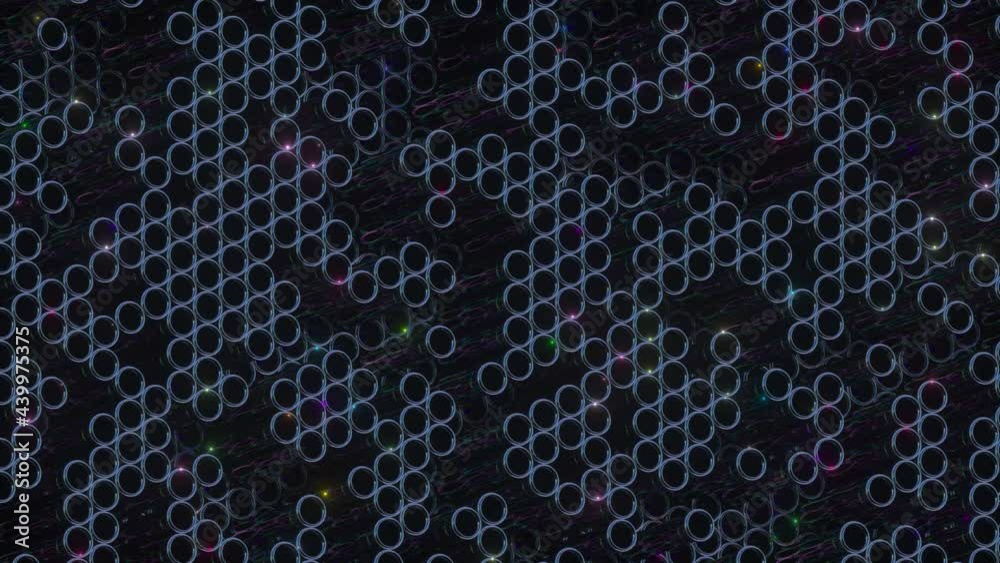 Abstract background of shiny metal rings with twinkling lights. Seamless loop. Abstract background of shiny metal rings with twinkling lights. Seamless loop.