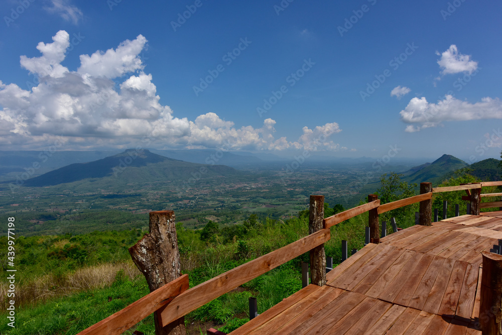 Landscape beautiful mountain scenery view on Phu Pa Por viewpoint. Famous tourist Attraction at Loei, Similar Mt.Fuji.