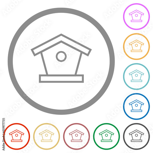 Bird feeder flat icons with outlines