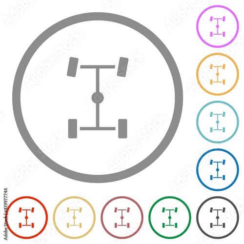 Central differential flat icons with outlines