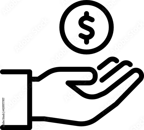 hand holding money minimal line icon