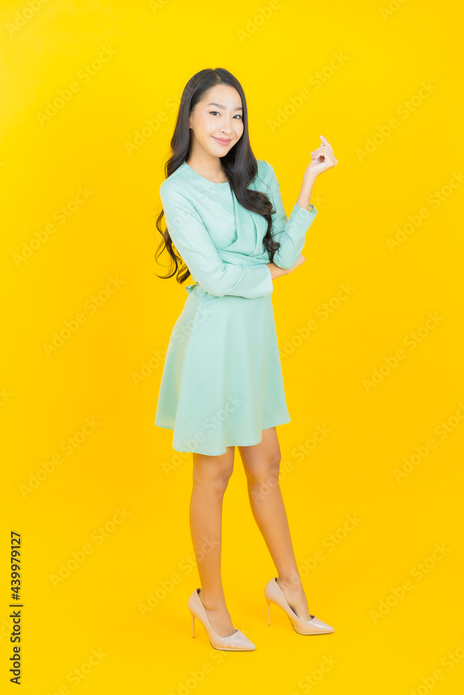 Portrait beautiful young asian woman smile with action Portrait beautiful young asian woman smile with action